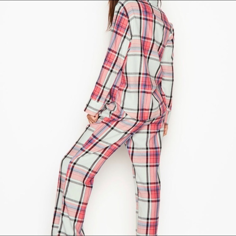 Victoria's Secret Flannel PJ Set Plaid Mint Tartan 9A. - Picture 3 of 8